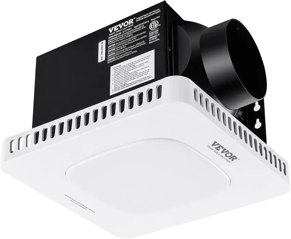 VEVOR 80 CFM Bathroom Exhaust Fan with Adjustable LED Light